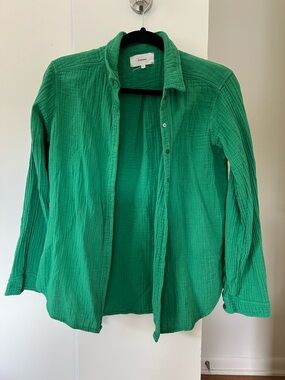 Green Gauze Button-Down Shirt